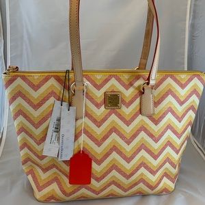 Dooney & Bourke Chevron Wren Zip Tote Yellow NWT